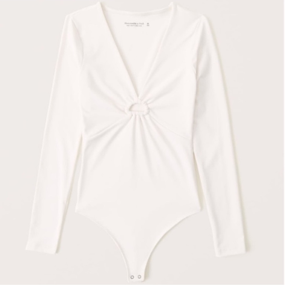 Abercrombie white keyhole long sleeve bodysuit